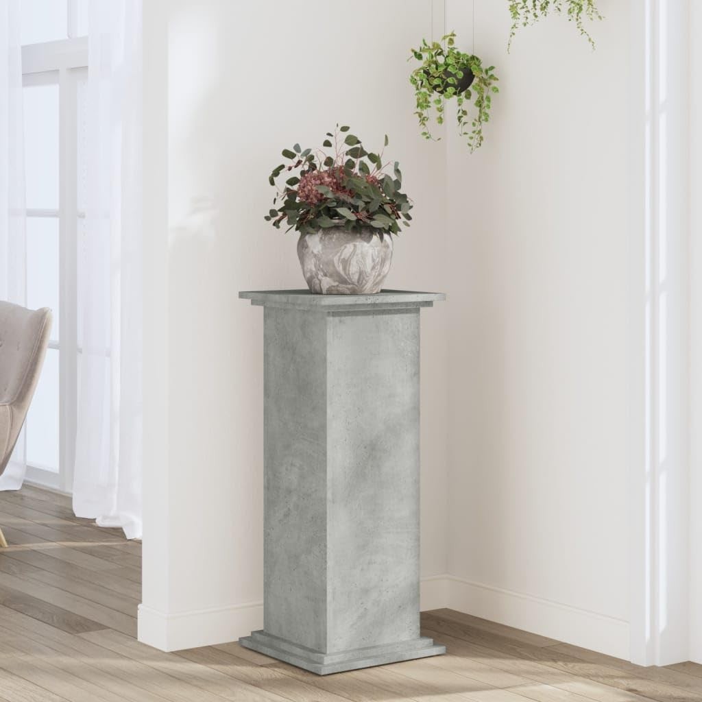 Tall Concrete Grey Wood Plant Stand 80cm Indoor Display Pedestal Table Modern De