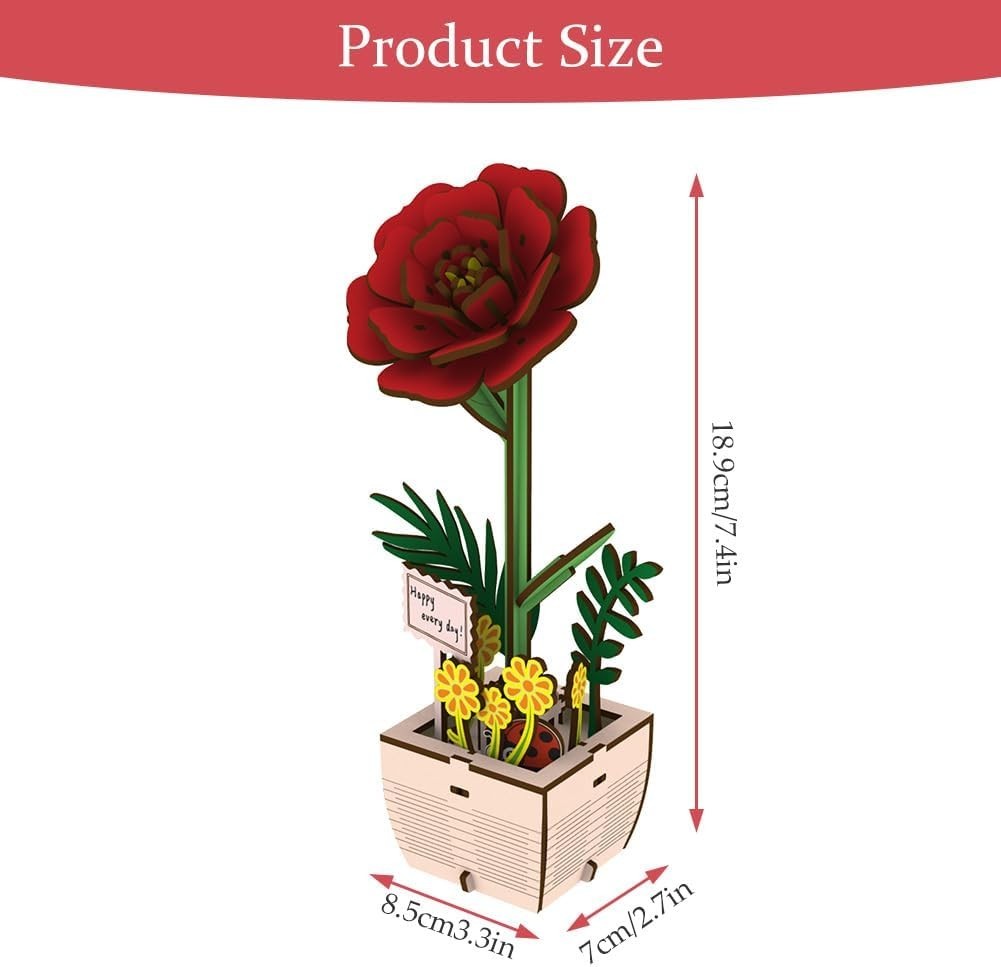 3D Wooden Flower Puzzle DIY Craft Kit, Romantic Home Décor Gift, Easy Build