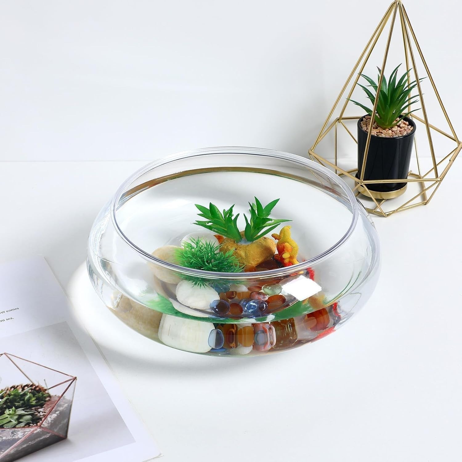 Transparent Desktop Fish Tank Plastic Aquarium Bowl for Goldfish
