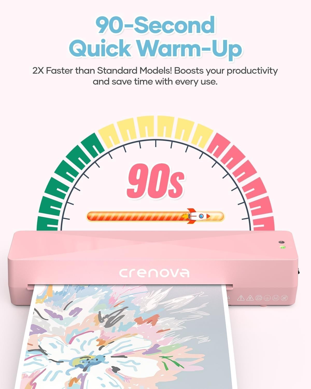 A4 Laminator Pink Hot Cold Fast Warm Up Anti Jam + Pouches