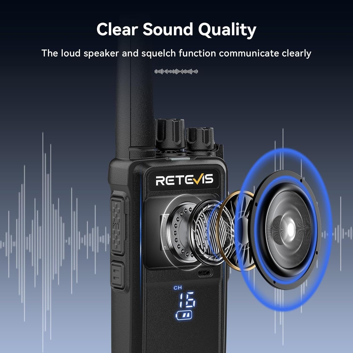 Rechargeable Walkie Talkies w Screen Type C VOX PMR446 2 Pack Black