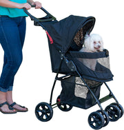 No-Zip Pet Stroller Foldable Dog Cat Pushchair 4 Wheels Easy Entry