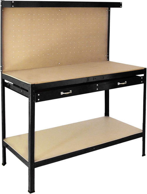Heavy Duty Garage Workbench with Pegboard Drawer Hooks Tool Storage 120x60
