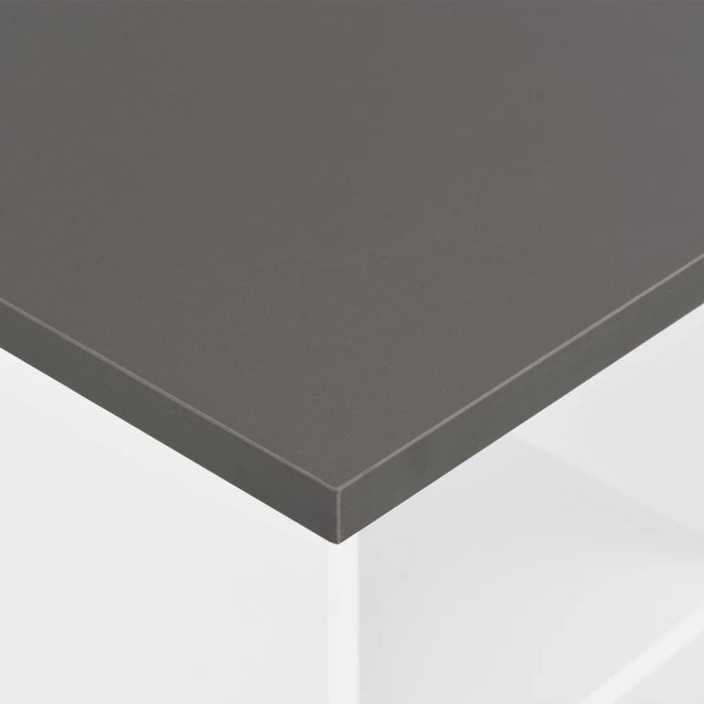 White Grey High Table with Shelves, Modern Breakfast Bar Pub Dining Table