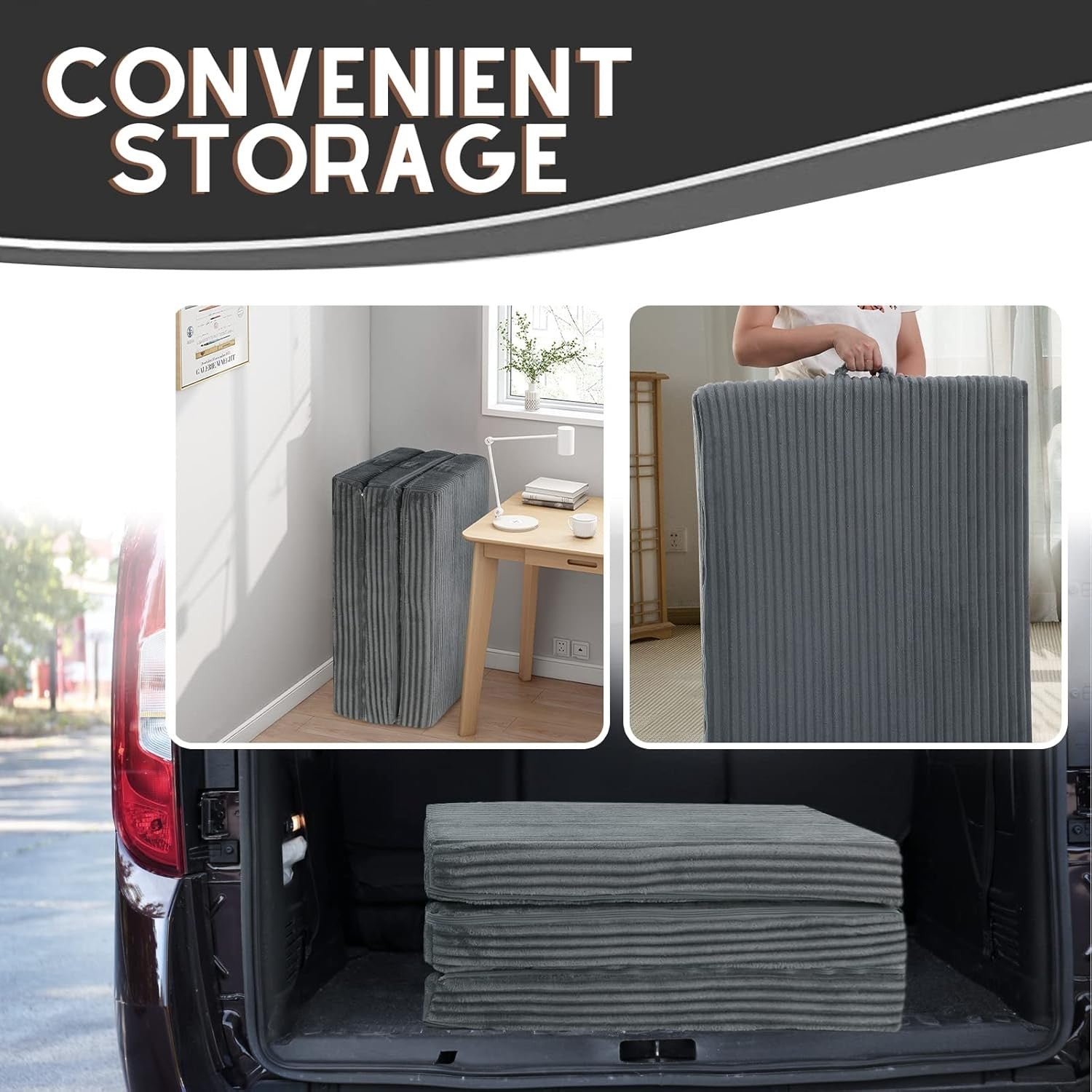 Tri Fold Foam Floor Mattress 10cm Single Bed Guest Foldable Travel Mat
