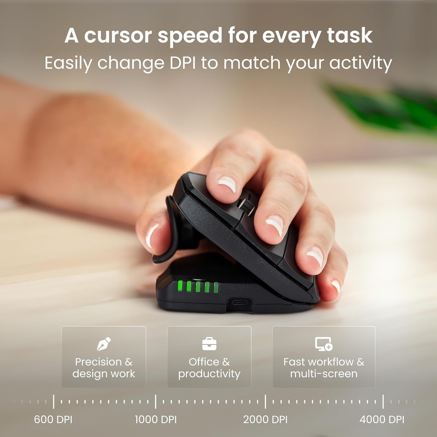 Adjustable Left Hand Vertical Ergonomic Mouse Wireless 6 Button