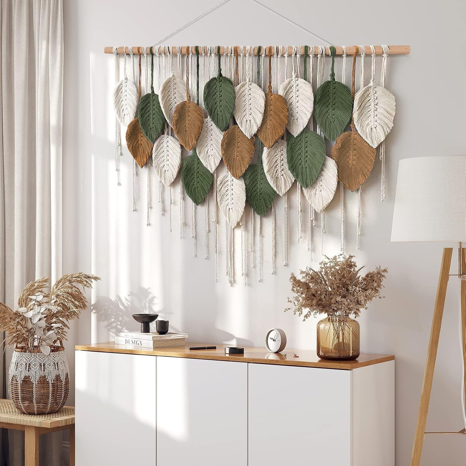 Large Macrame Wall Hanging Boho Leaf Woven Wall Decor Handmade