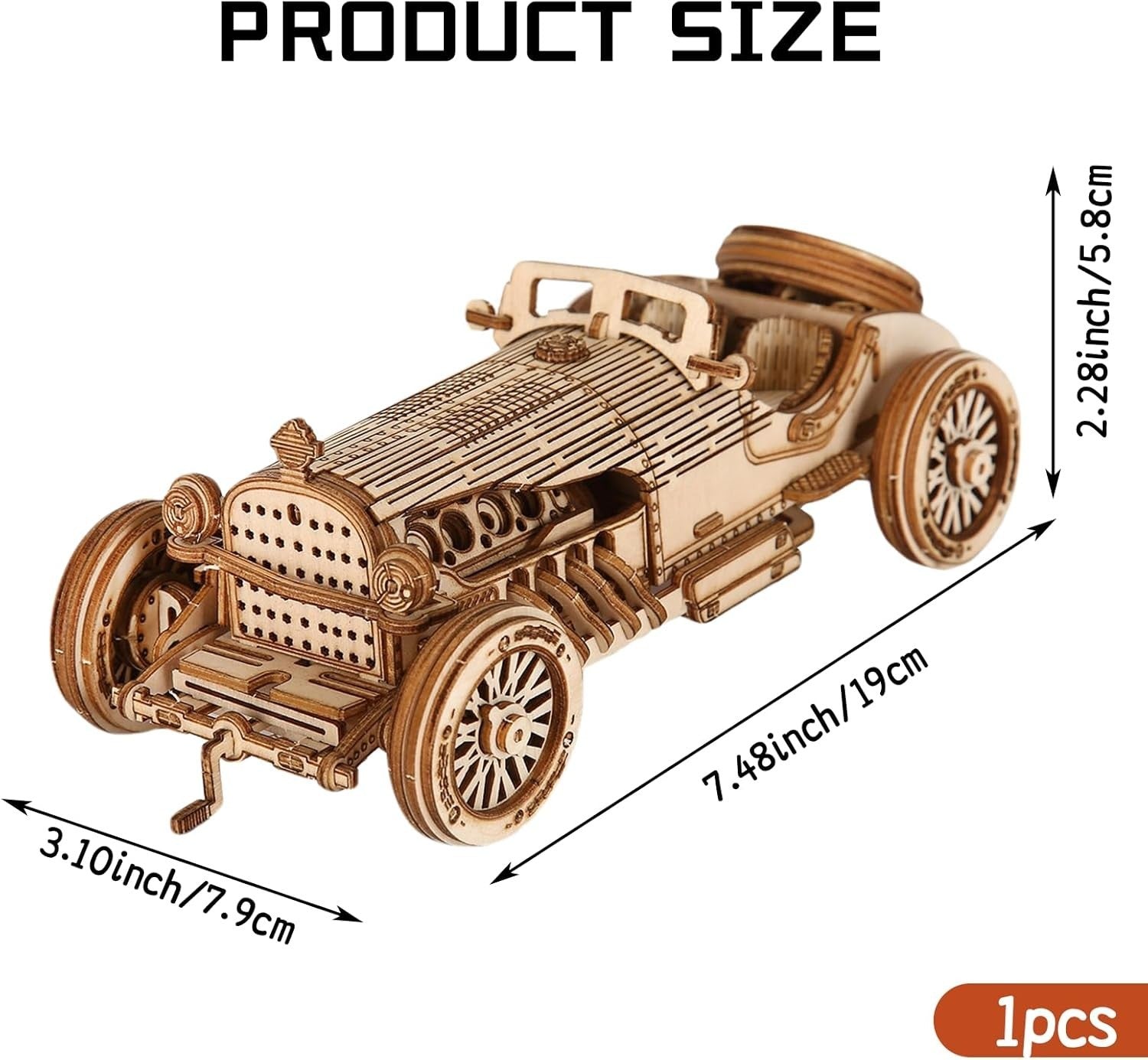 3D Wooden Car Puzzle Model Kit - DIY Build, Educational Craft, Home Decor