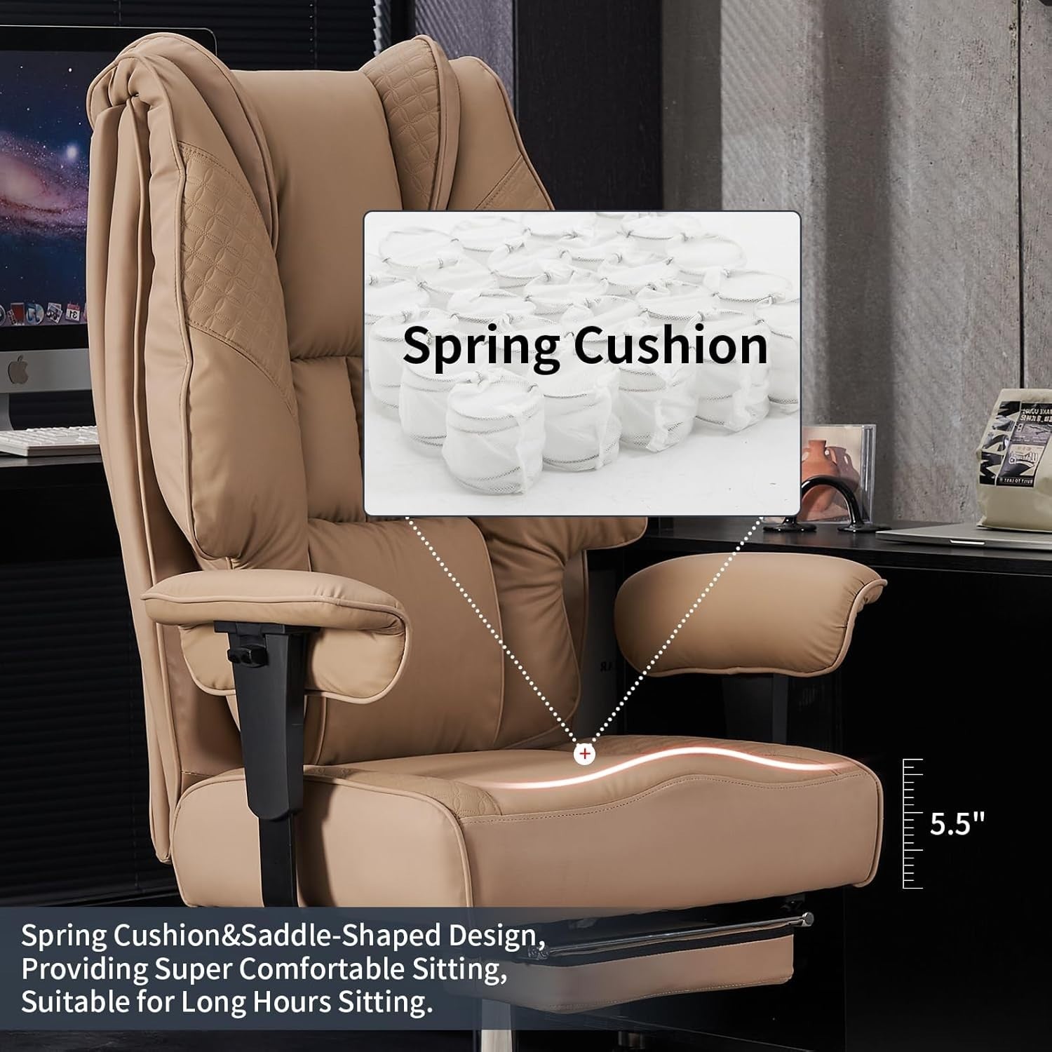 Oversized Office Chair Big & Tall Faux Leather Heavy Duty 400lb Back Support