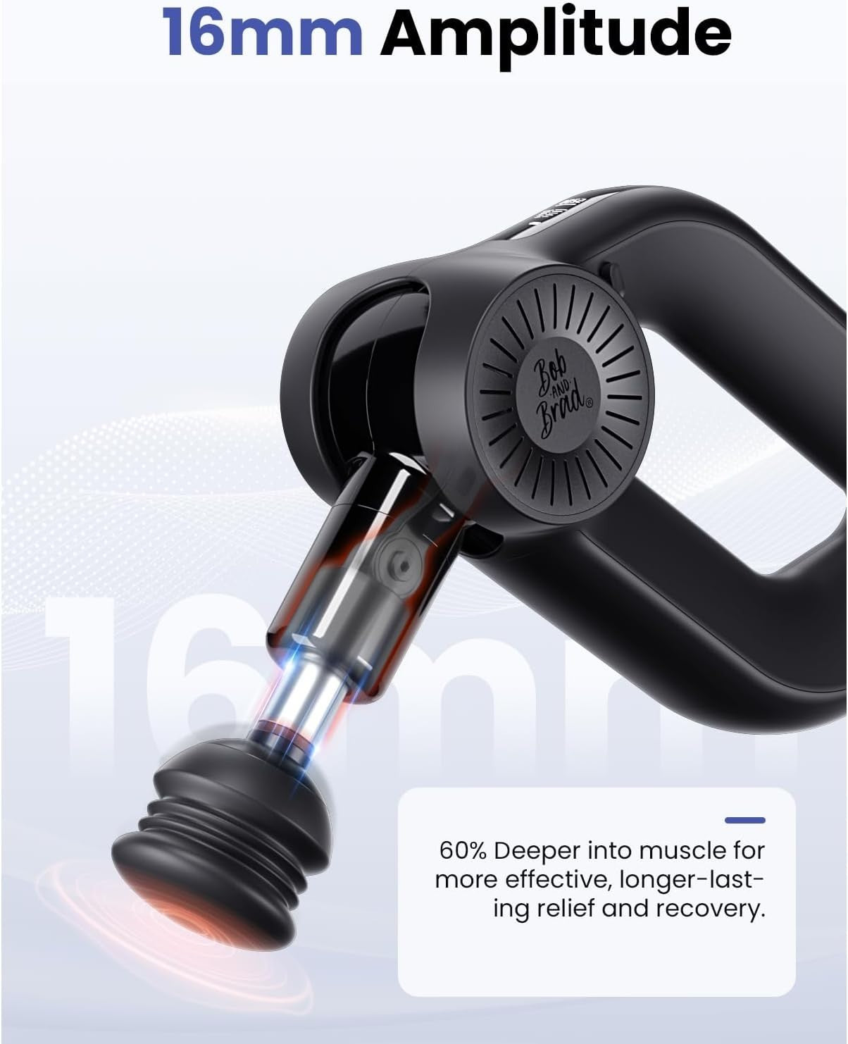 Heated Deep Tissue Massage Gun 16mm Percussion Muscle Therapy OLED 8 Heads