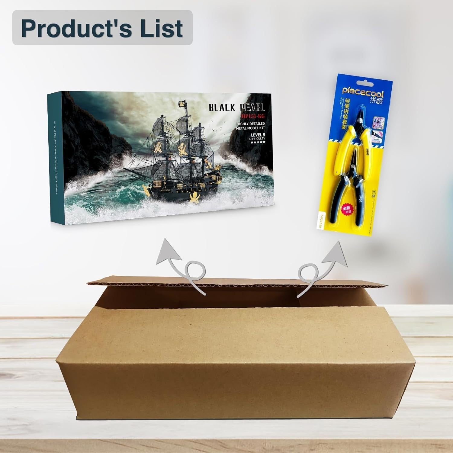 3D Metal Pirate Ship Puzzle Kit with Tools – Durable, Detailed, DIY Build