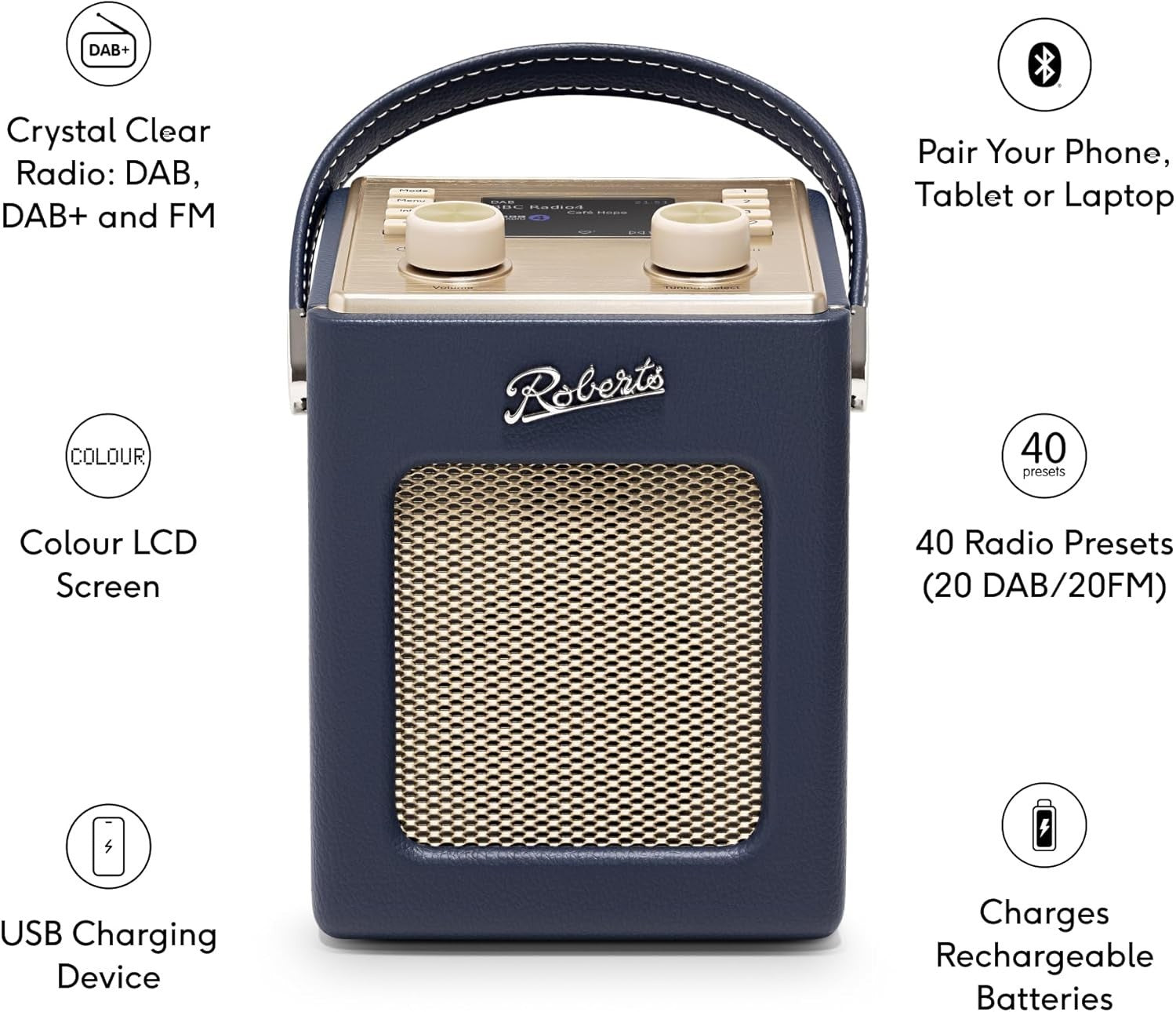 Portable DAB+/FM Radio with Bluetooth, Dual Alarms & Retro Sound