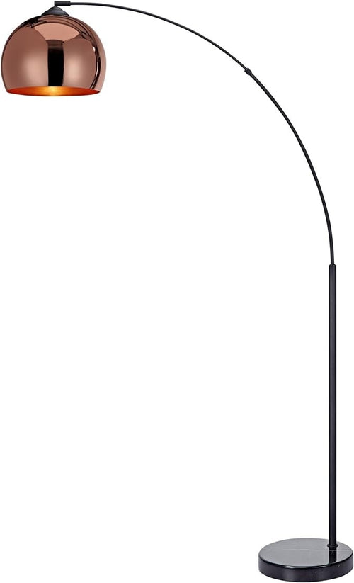 Arc Floor Lamp 170cm Rose Gold Bell Shade Marble Base Modern Standing Light
