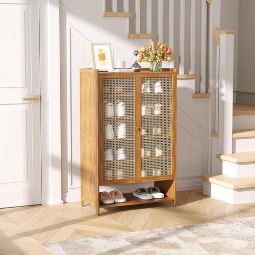 6-Tier Breathable Shoe Cabinet with Doors, Sturdy Storage for Hallway, Brown