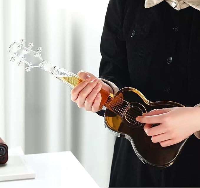 Guitar Shaped Whiskey Decanter Set 1000ml Creative Glass Gift Display
