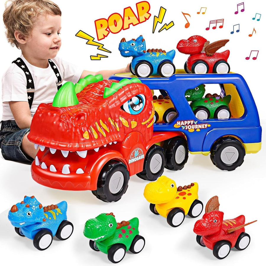 Dinosaur Truck Toys for 2 3 4 Year Old Boys with Lights & Music Gift Set