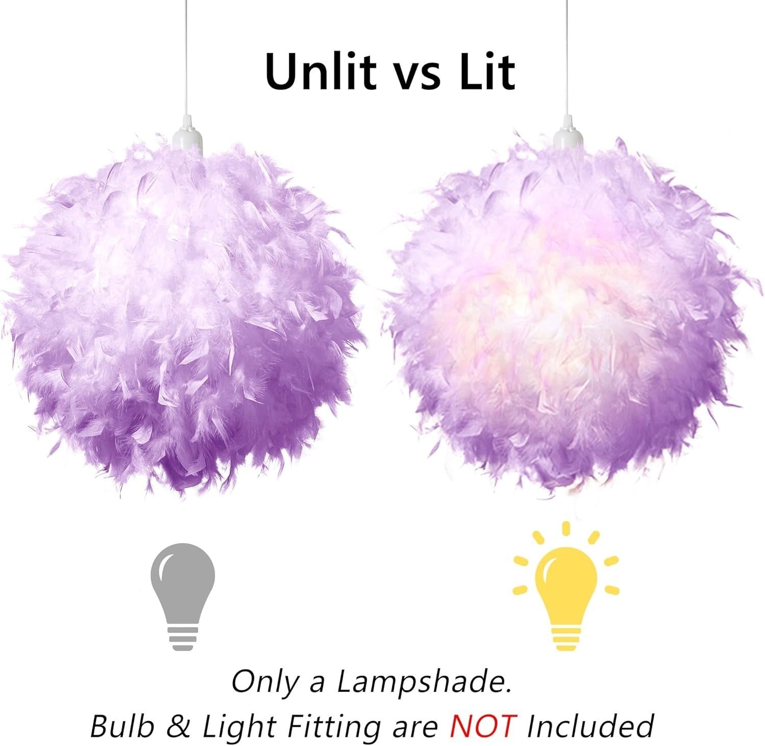 Purple Feather Lampshade 50cm Ceiling Pendant Floor Table Light Shade
