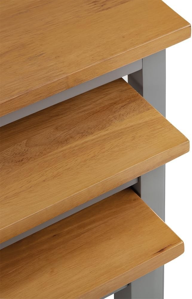 Space Saving Nesting Tables Set of 3 Wood Grey Oak Modern Living Room