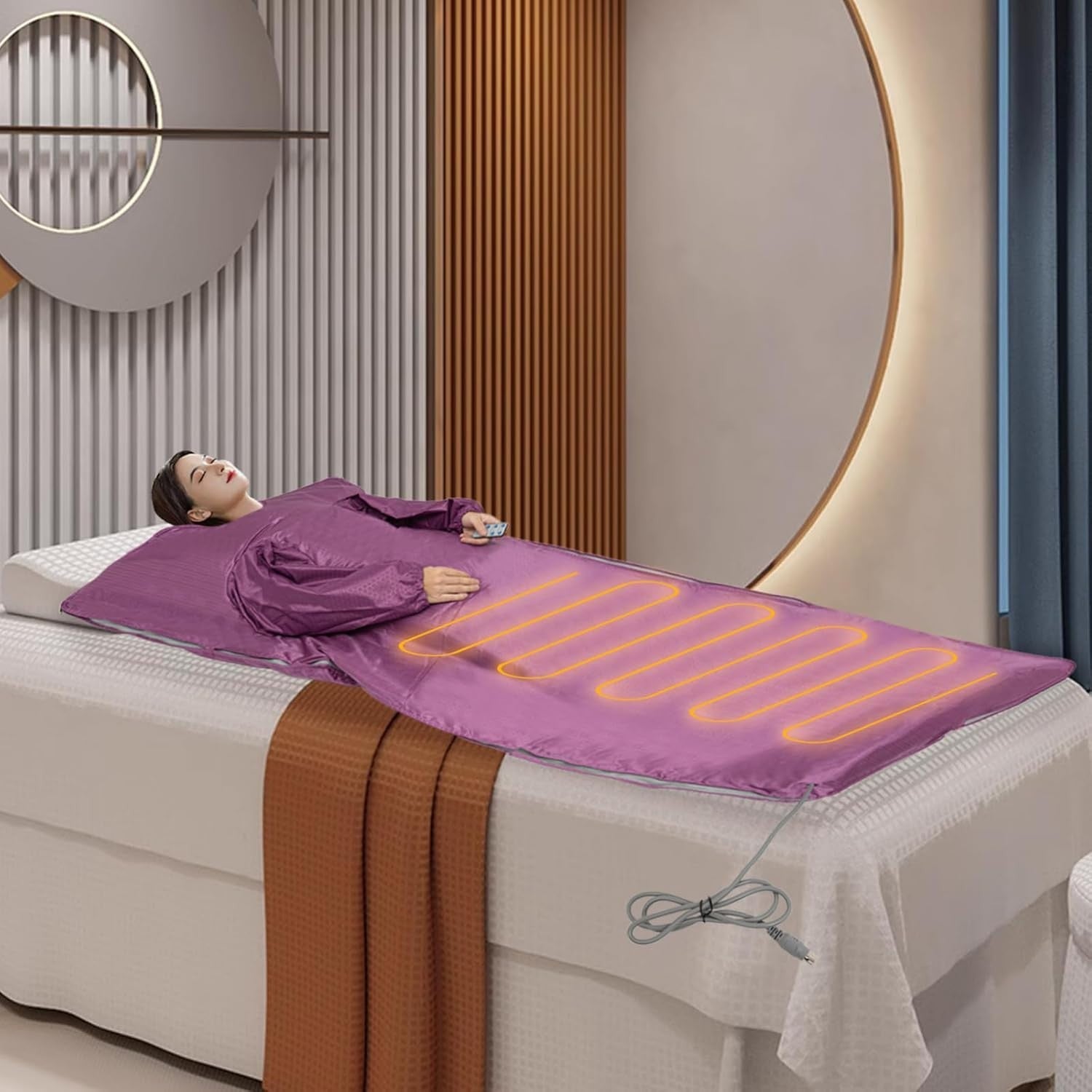 Far Infrared Sauna Blanket Dual Zone 650W w/ Remote – Foldable Home Spa Detox