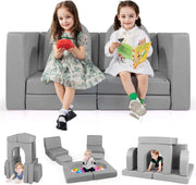 Kids Modular Play Sofa 8pc Couch Bed Set Grey Foam Furniture Washable