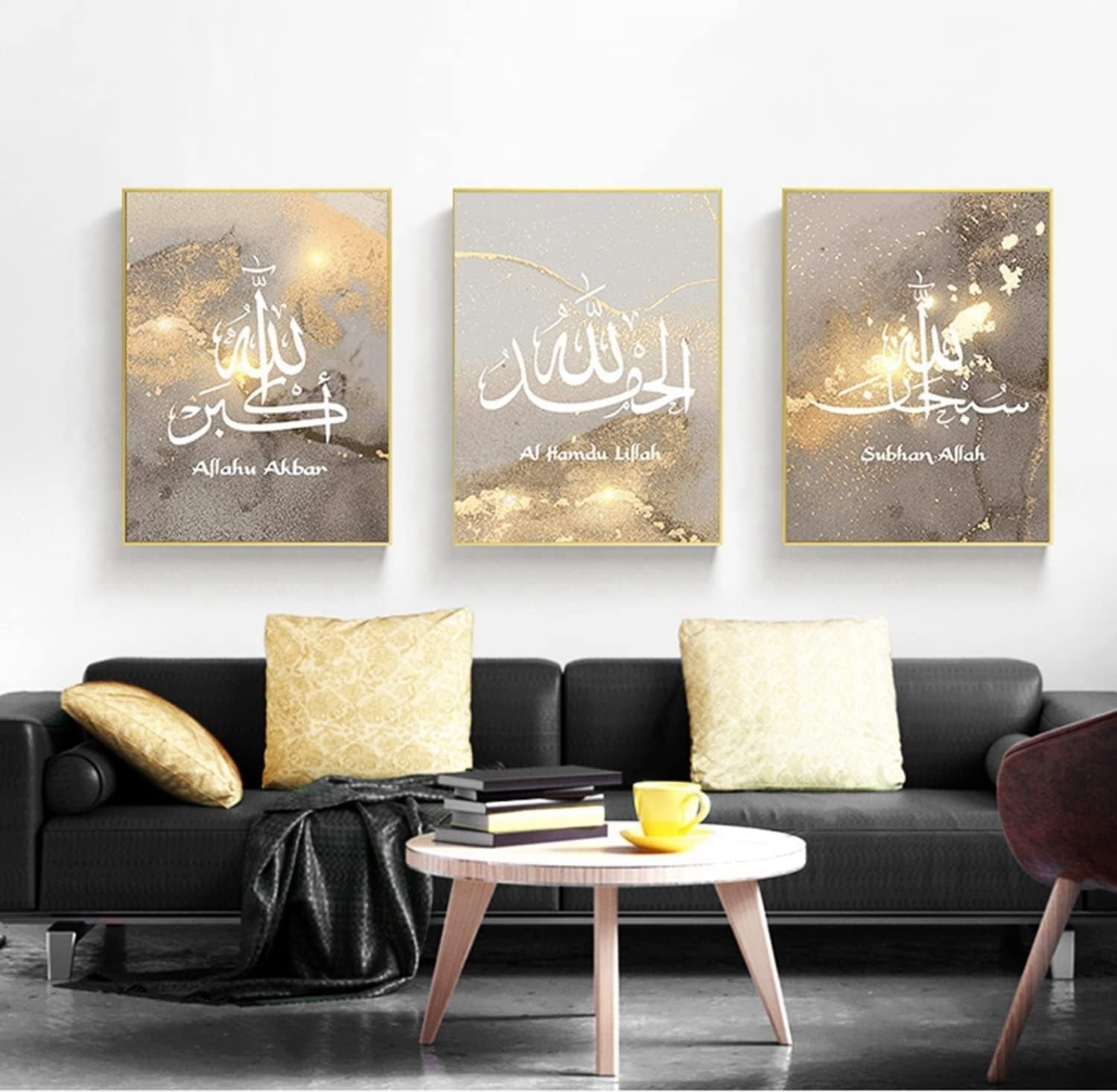 Islamic Arabic Calligraphy Canvas Wall Art 50x70cm x3 Modern Decor