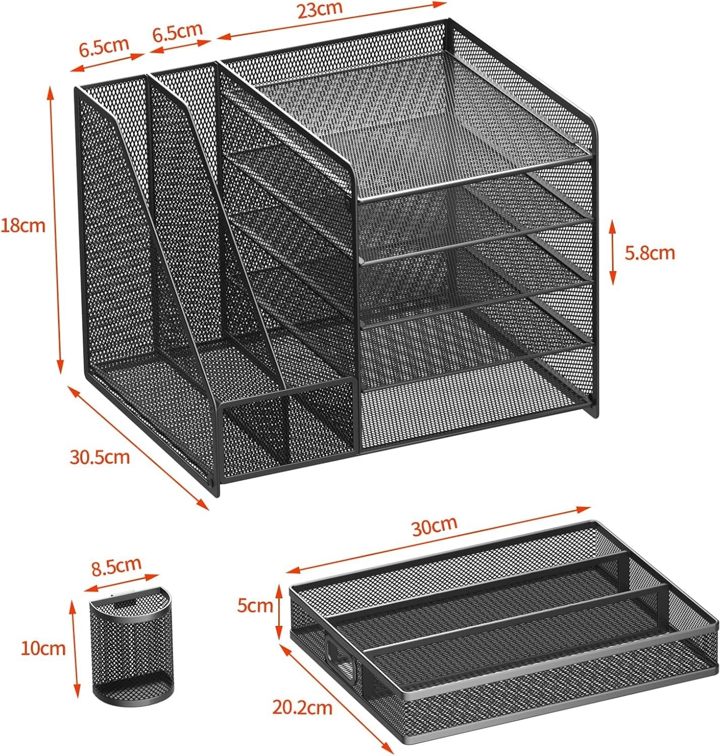 5 Tier Desk Organiser File Holder Drawer Mesh Paper Tray Pen Storage