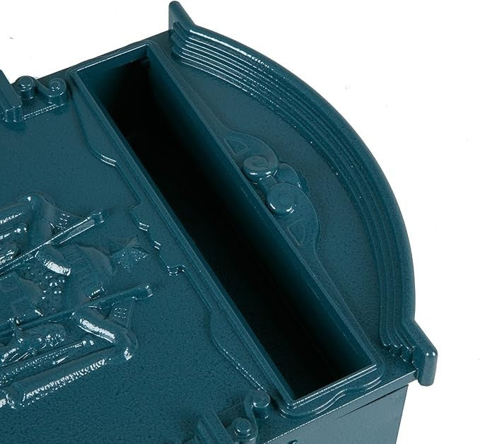 Wall Mounted Lockable Mailbox Blue | Large Vintage Post Box | Rustproof Steel