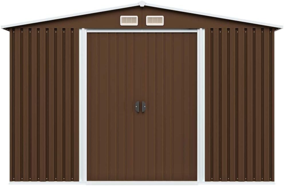 8x6FT Large Metal Garden Shed Outdoor Storage with Sliding Doors & 4 Air Vents