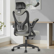 Ergonomic Office Chair High Back Mesh Flip-Up Arms Adjustable Lumbar Grey New