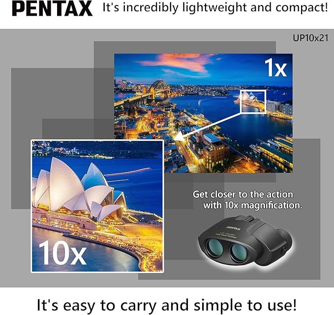 10x21 Compact HD Binoculars Porro Prism Multicoated Lens Outdoor Travel
