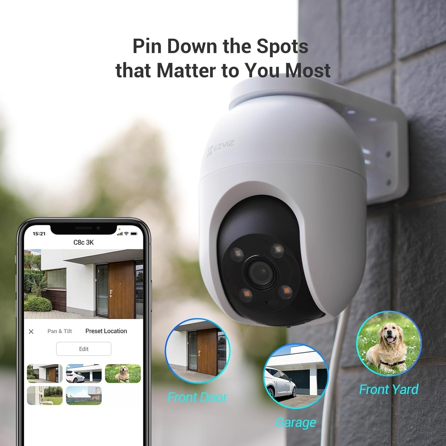 3K PTZ Security Camera Outdoor WiFi Auto Tracking Color Night Vision