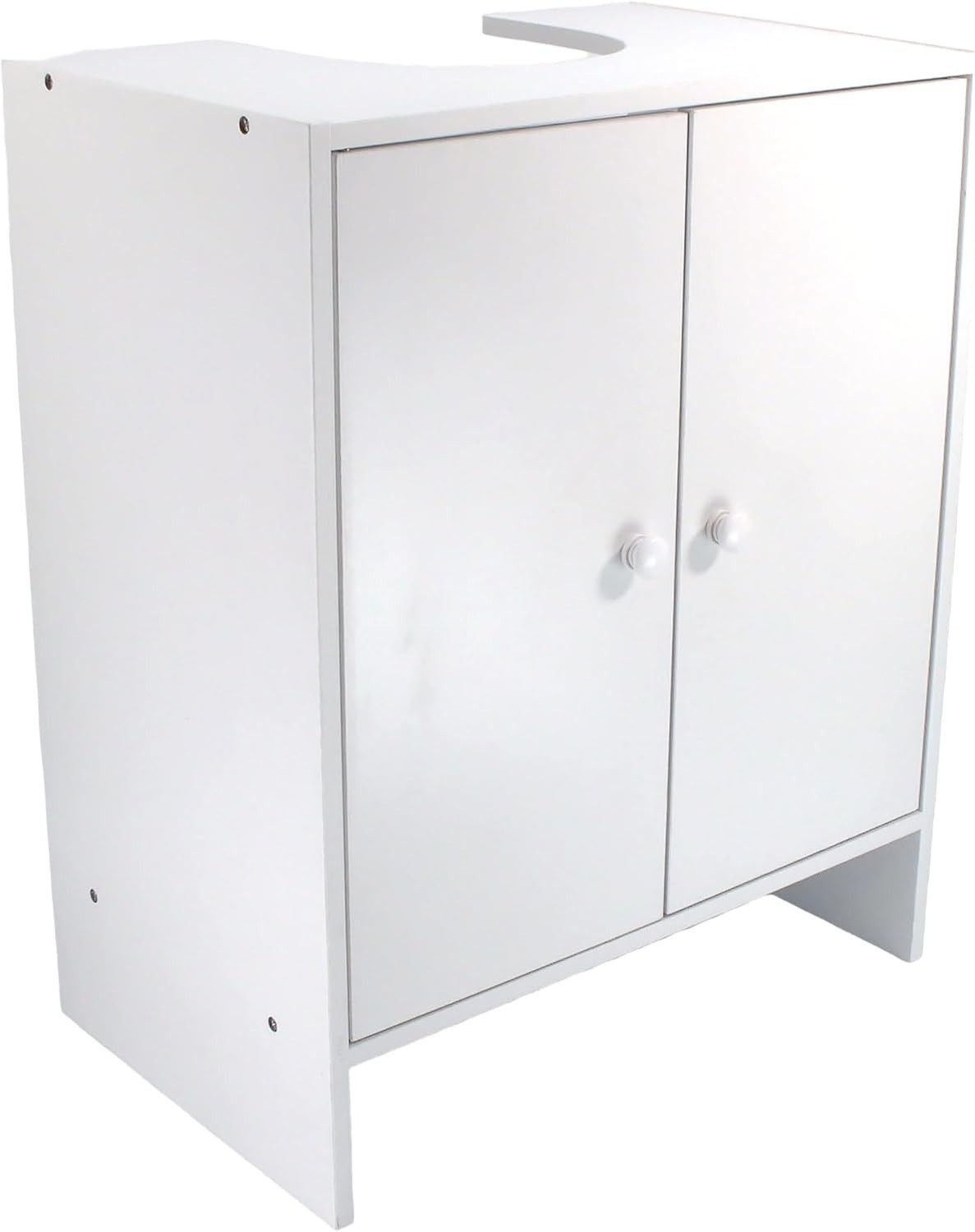 White Under Sink Bathroom Cabinet – 2 Door Freestanding Cupboard 60x30x60cm