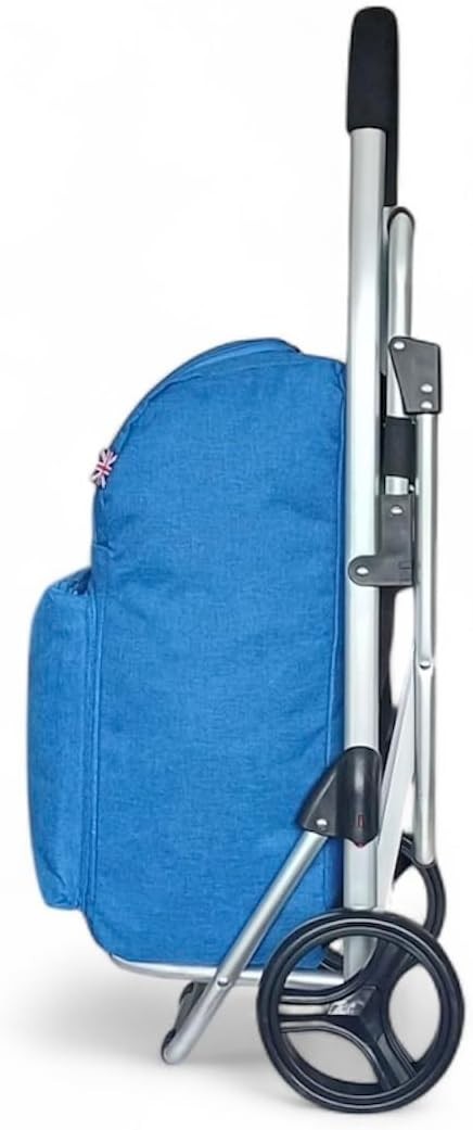 30L Aluminium Shopping Trolley with Seat Blue Foldable Grocery Cart
