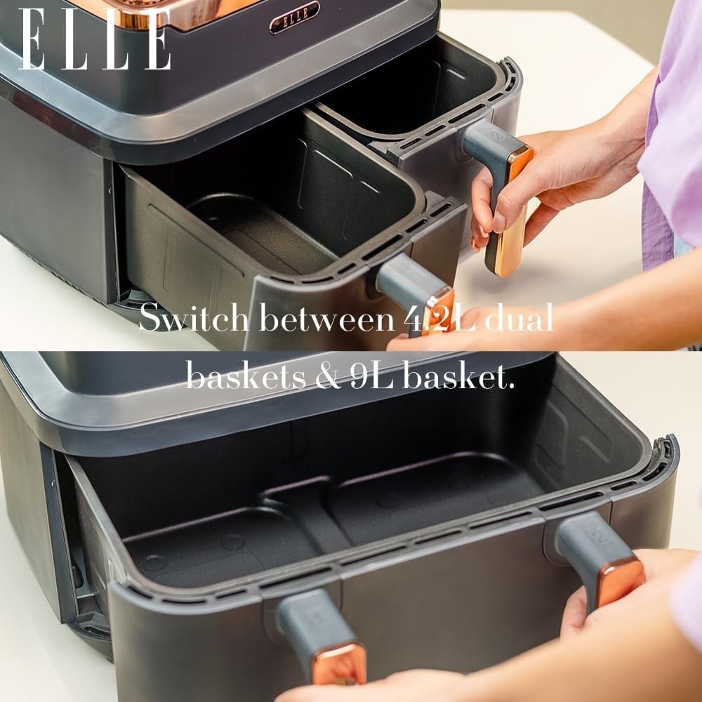 9L Triple Basket Air Fryer Match Cook 10-in-1 Oil Free Touch Dual Zone