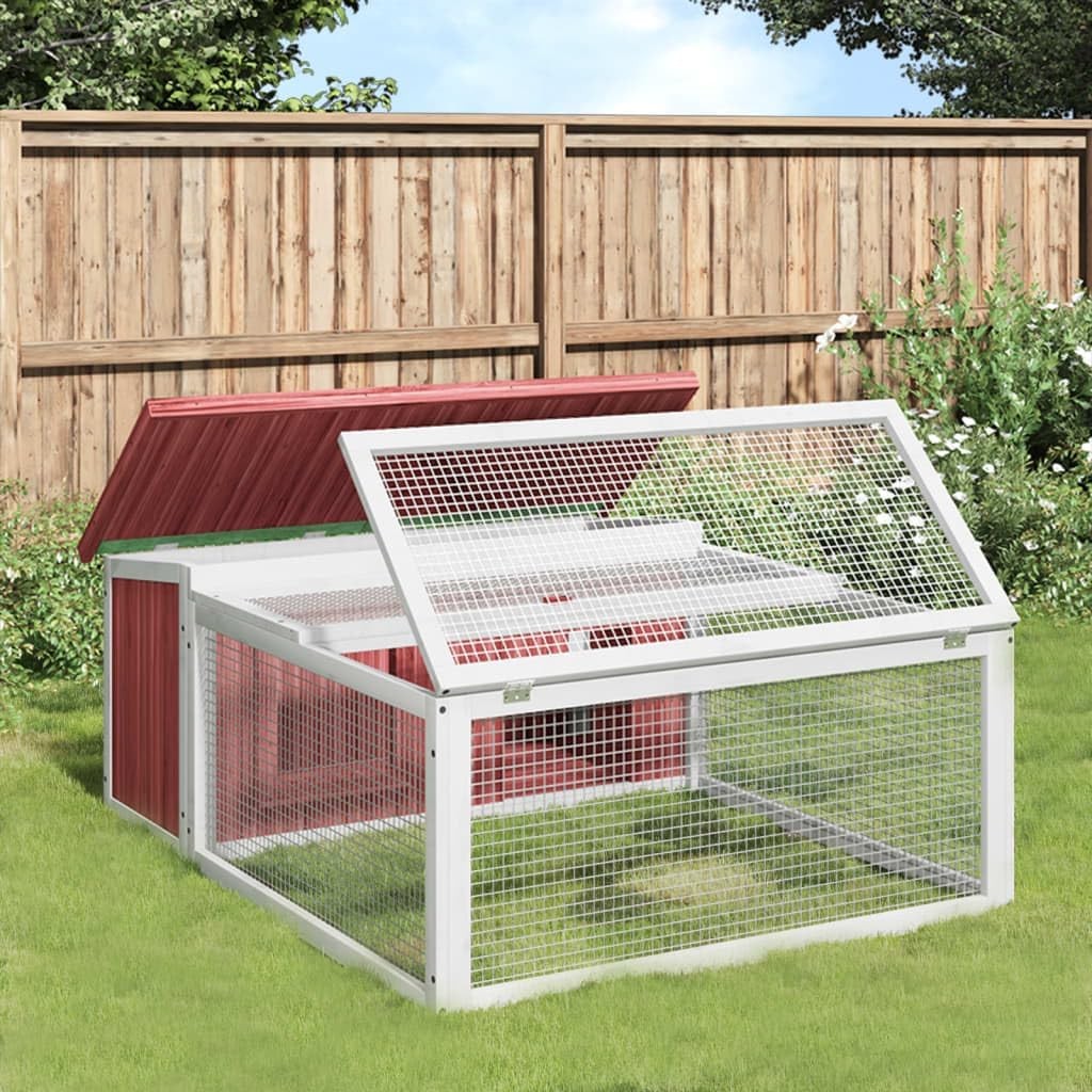 Large Outdoor Rabbit Hutch Solid Wood Enclosure Secure Small Animal Run