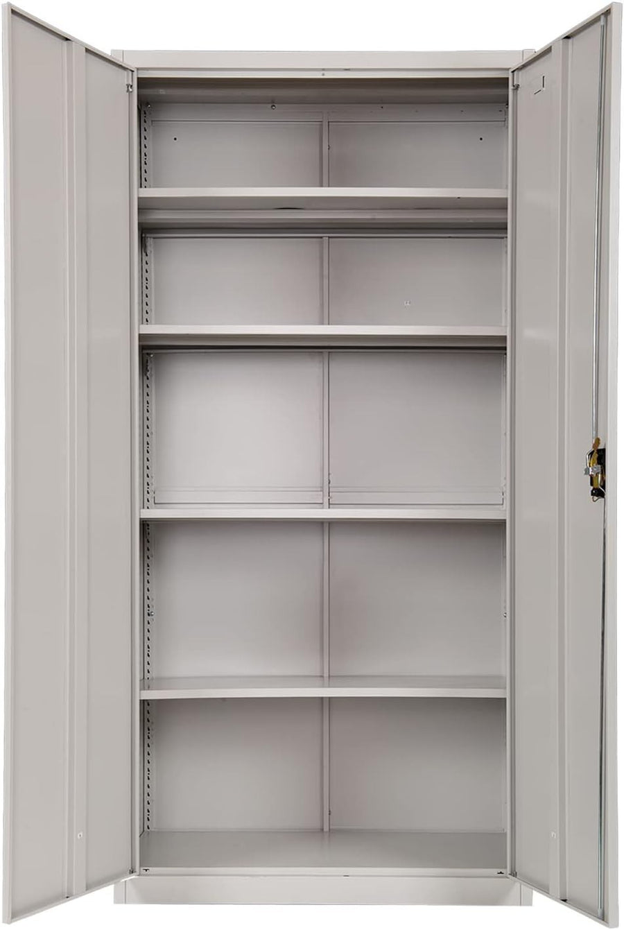 Lockable Metal Storage Cupboard 5 Shelves Adjustable Heavy Duty Office