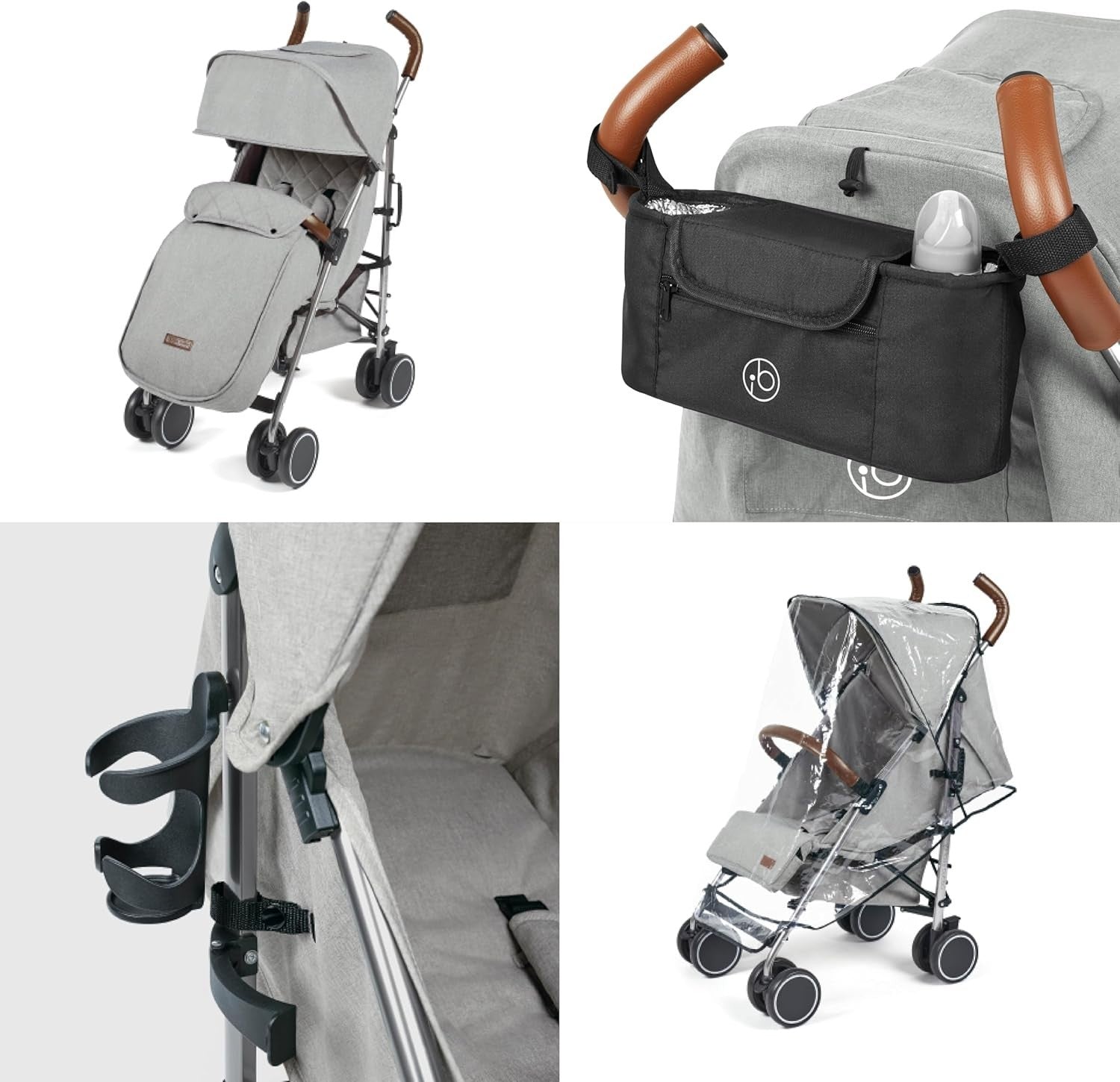 Compact Lightweight Baby Stroller Silver Grey 6 Months-4 Years Recline UPF50+