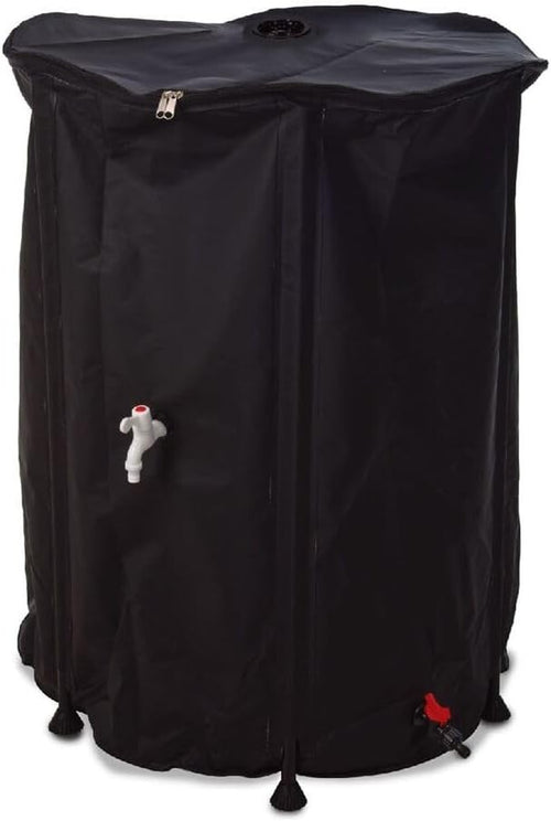 500L Black Collapsible Rainwater Barrel with Tap Foldable Outdoor Water