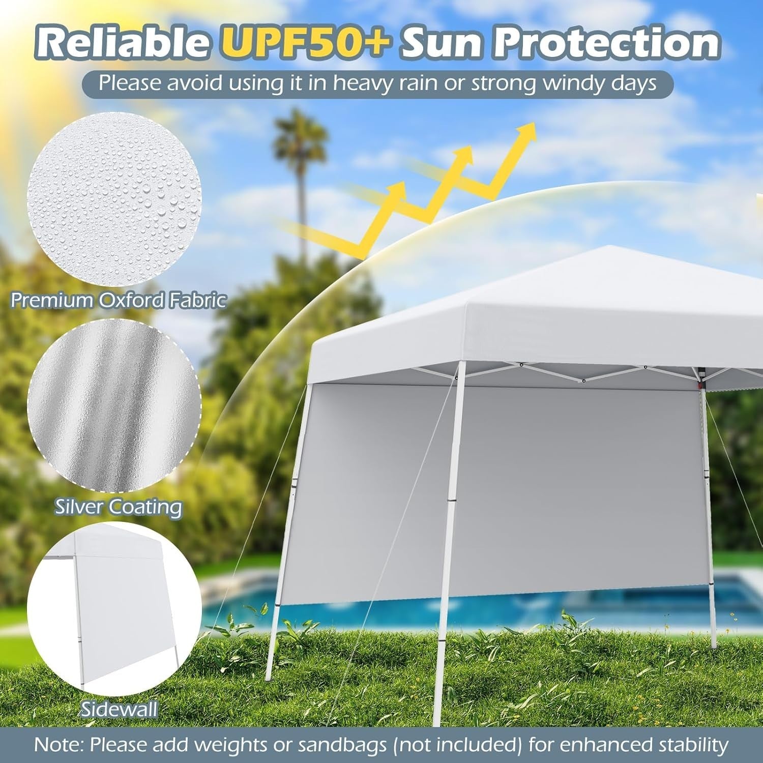 3x3M White Pop-Up Gazebo Canopy UPF50+ Sunshade Outdoor Party Tent