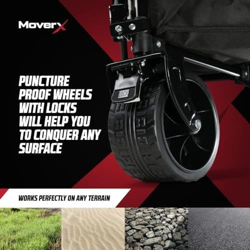 200L Folding Camping Trolley Wagon With Canopy All Terrain Wheels Black
