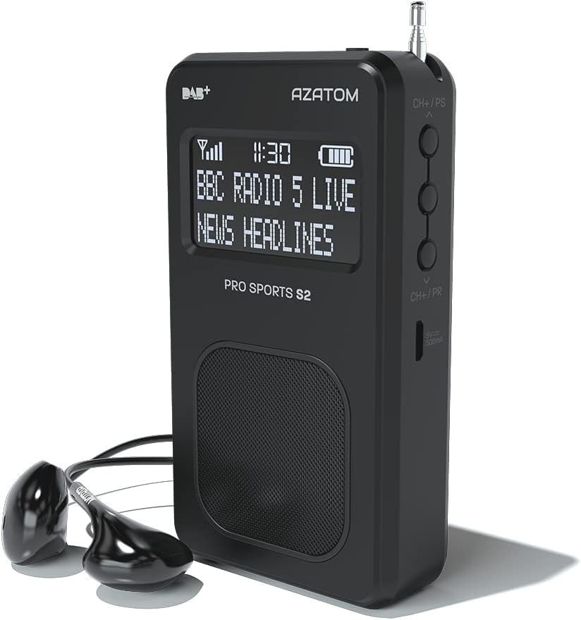 Portable DAB+ FM Digital Radio Rechargeable 24H Sports Earphones