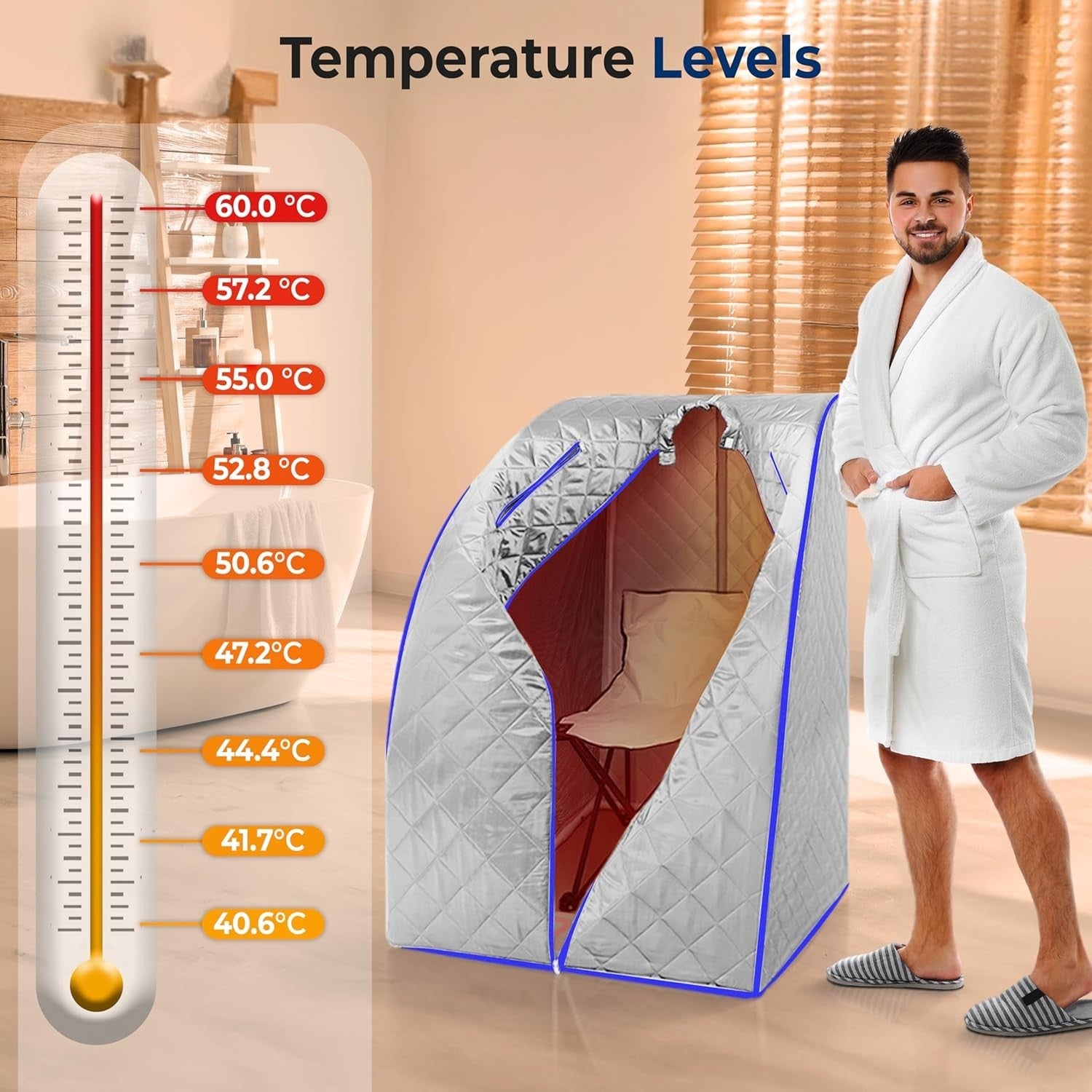 Portable 1-Person Infrared Sauna Tent – Home Steam Sauna w/ Foot Pad & Chair