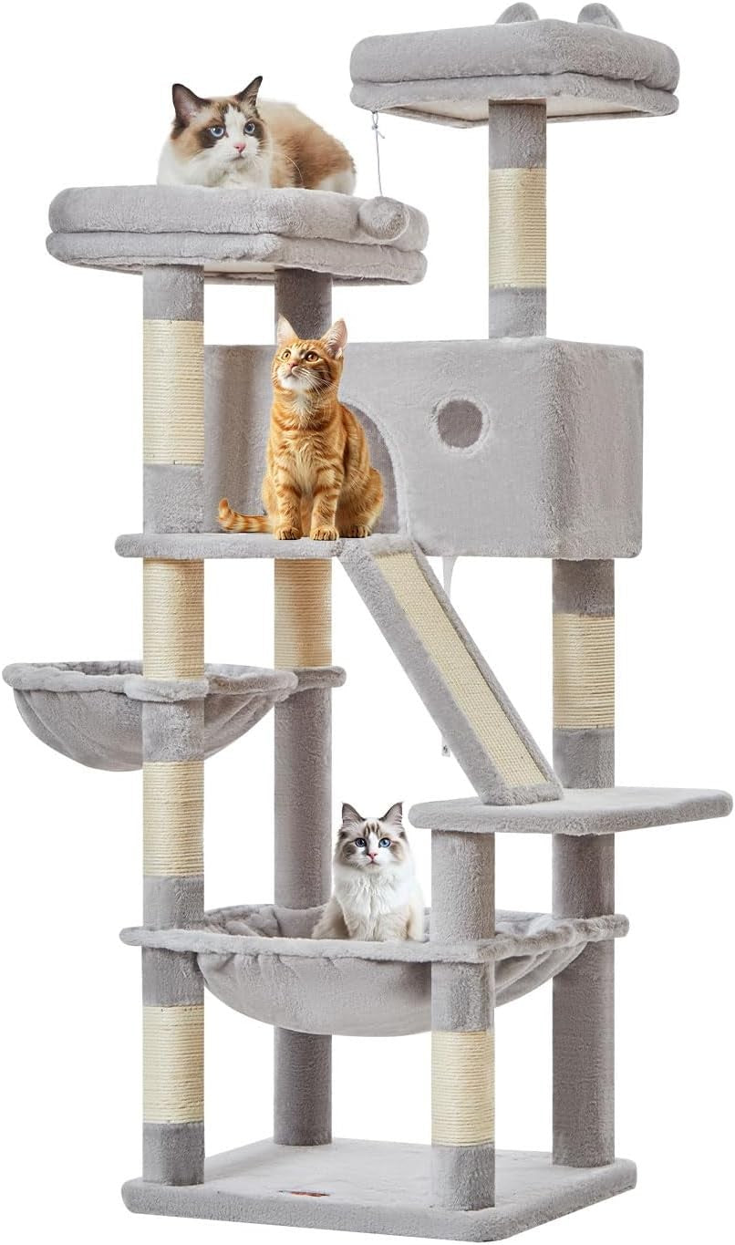 Large Cat Tree Tower 146cm Multi Level Scratching Posts Hammock
