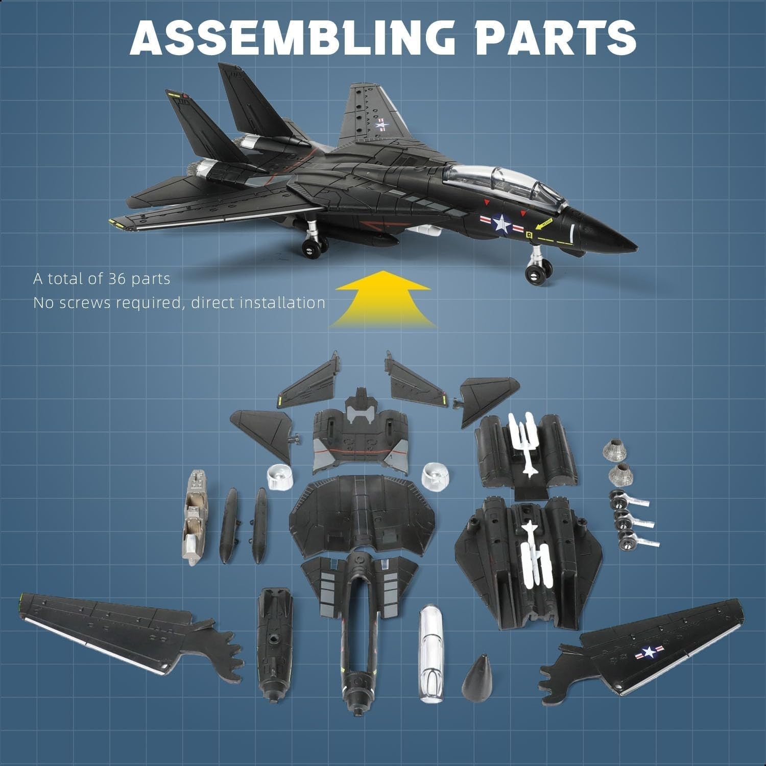 1:72 Scale F-14 Tomcat Fighter Jet Model Kit Military Aircraft Assembly Gift