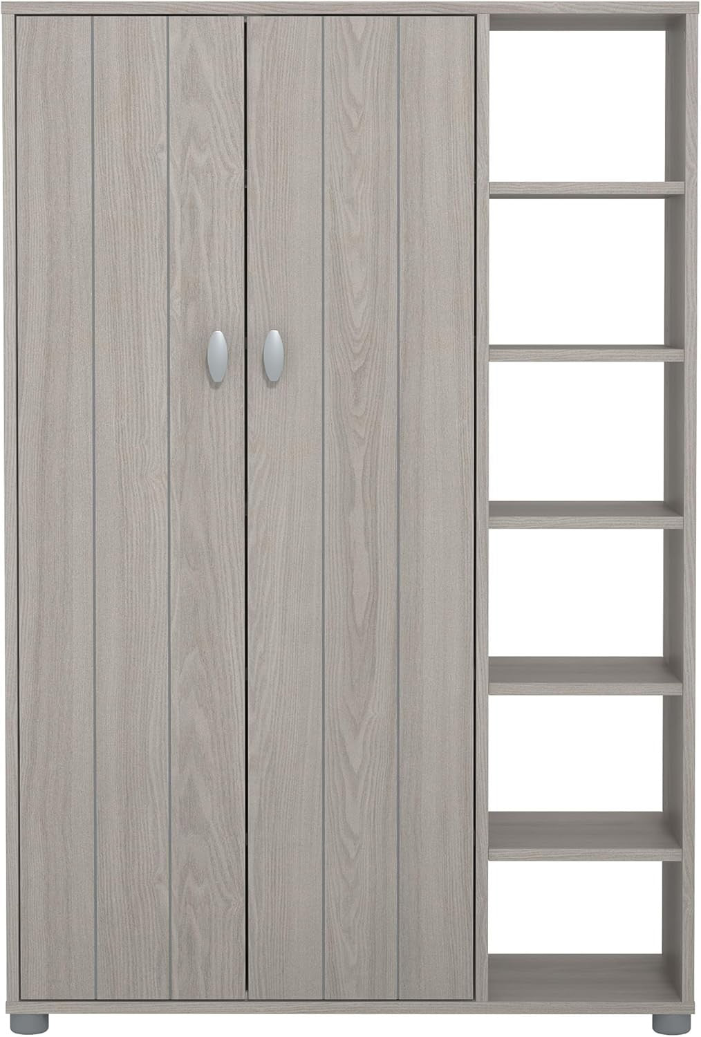 Warm Grey Oak 2-Door Shoe Cabinet 24-Pair Storage 79.6x35.3x119cm
