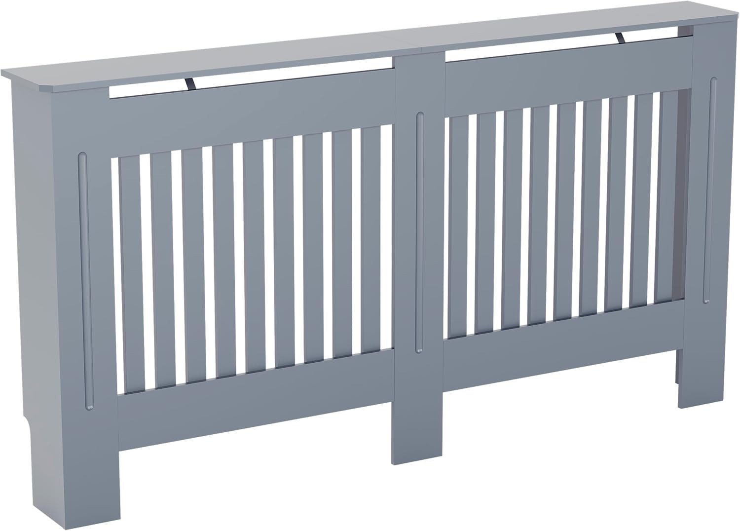 Large Grey Radiator Cover | Modern Slatted MDF Heating Cabinet