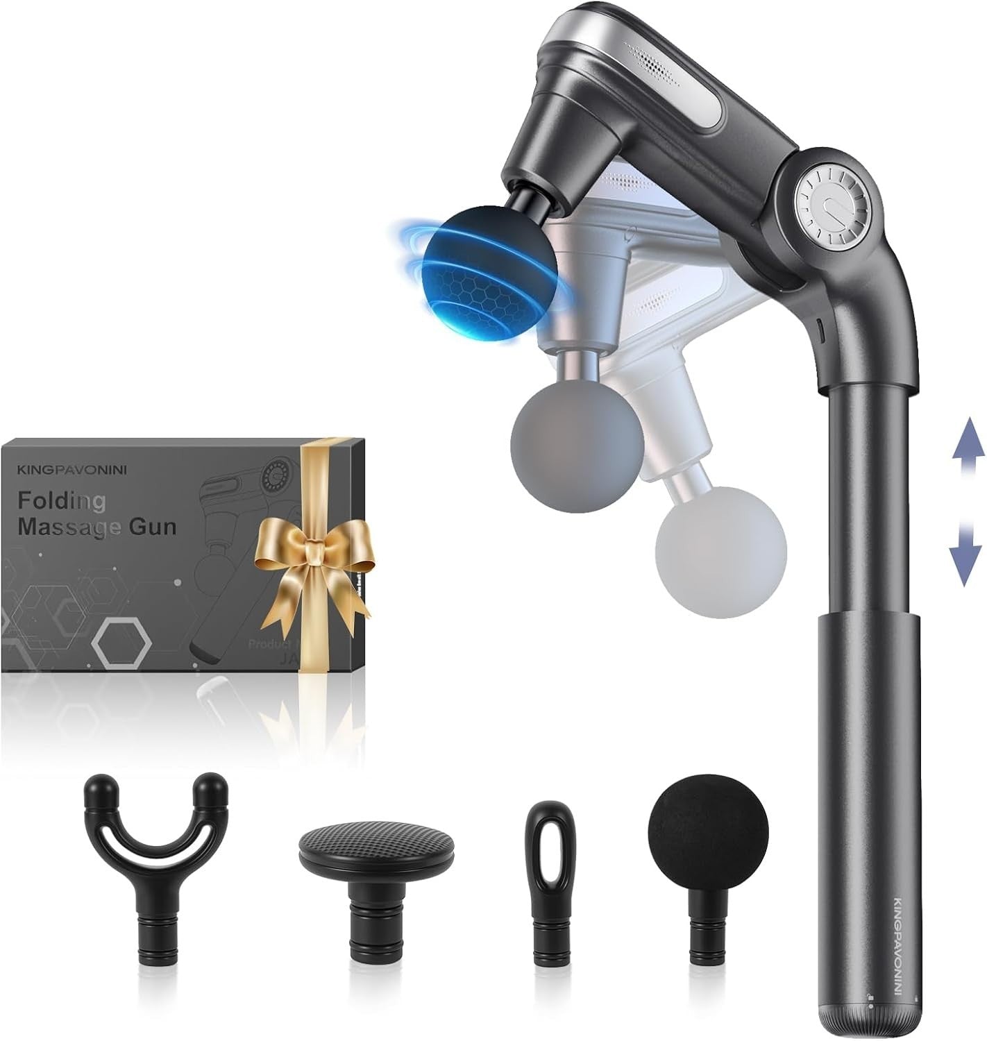 Back Massage Gun w Extendable Handle Deep Tissue Percussion Massager Portable