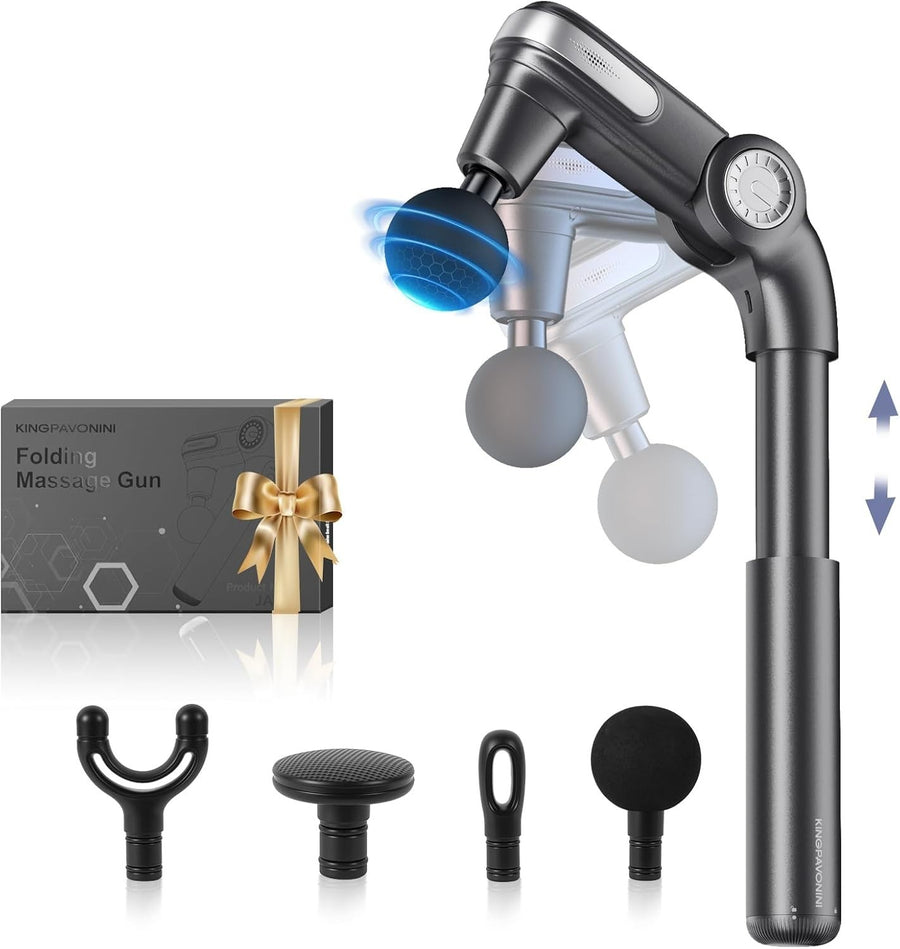 Back Massage Gun w Extendable Handle Deep Tissue Percussion Massager Portable