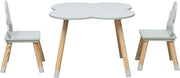 Kids Table and 2 Chairs Set Aqua Green & Brown, Safe Rounded Edges, MDF Pine