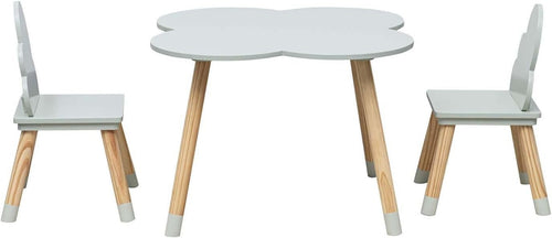 Kids Table and 2 Chairs Set Aqua Green & Brown, Safe Rounded Edges, MDF Pine